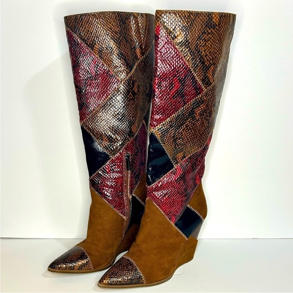 Jessica Simpson Women's Henlee Red Brown Faux Leather Knee-High Boots Size‎ 9 - Picture 2 of 5
